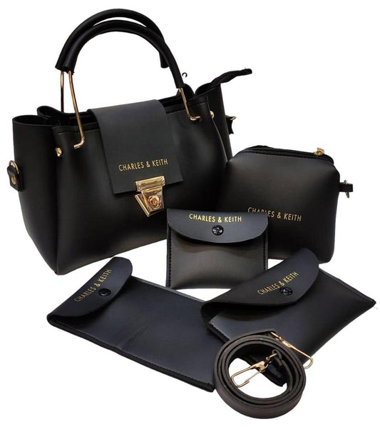 Women's Leather Plain Hand Bag Set