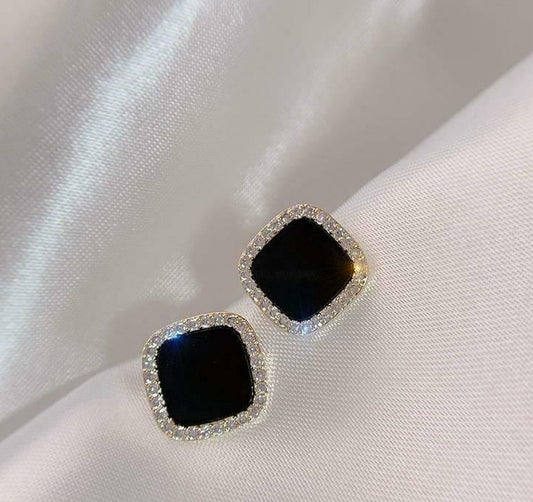 Paint Black Stone Earrings