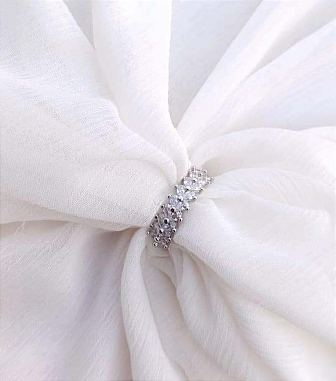 Elegant Silver Plated Crystal Adjustable Ring