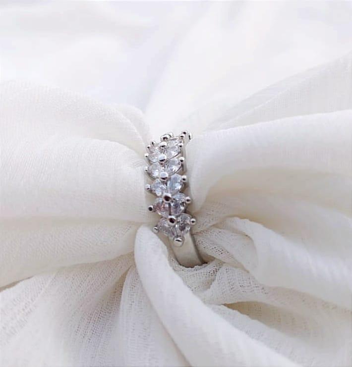Elegant Silver Plated Crystal Adjustable Ring