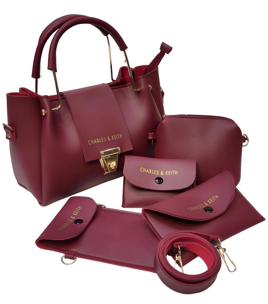 Women's Leather Plain Hand Bag Set