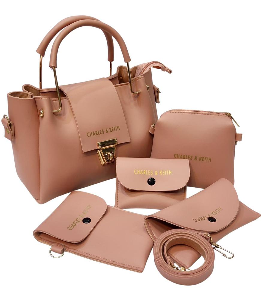 Women's Leather Plain Hand Bag Set