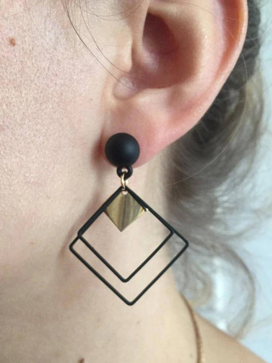Pair Of Acrylic Plated Modern Design Earrings