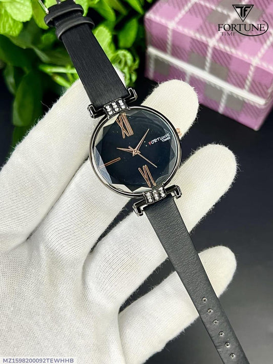 Women's Water Resistant Quartz Watch - 1 Pc Classic Black Strap