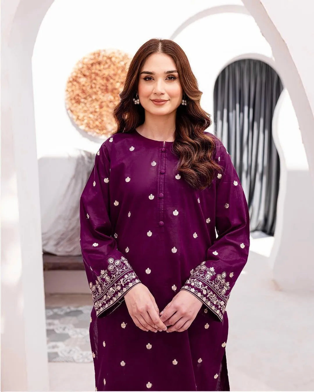 2 Pcs Women's Unstitched Embroidered Suit