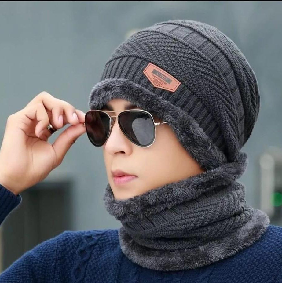 Beanie Wool Cap With Neck Warmer