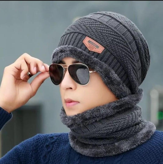 Beanie Wool Cap With Neck Warmer