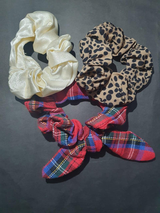Vibrant Multicolor Silk Hair Scrunchies - Pack of 3