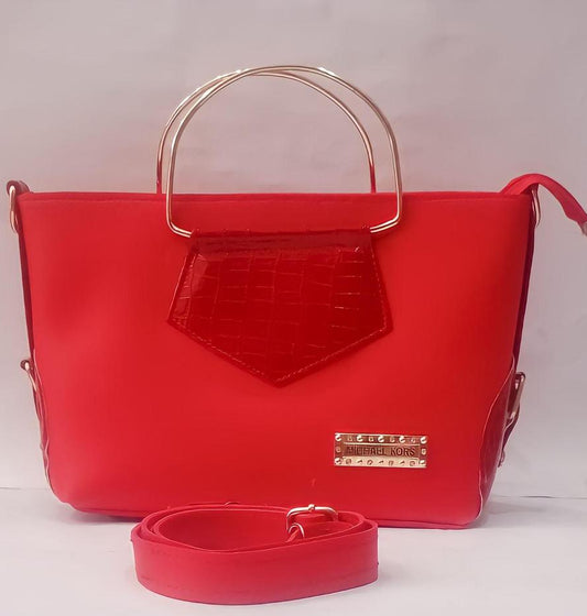 Women's PU Leather Plain Top Handle Hand Bag