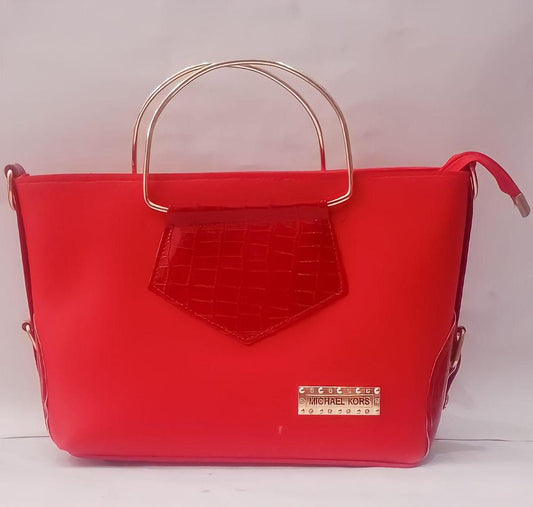 Women's PU Leather Plain Top Handle Hand Bag